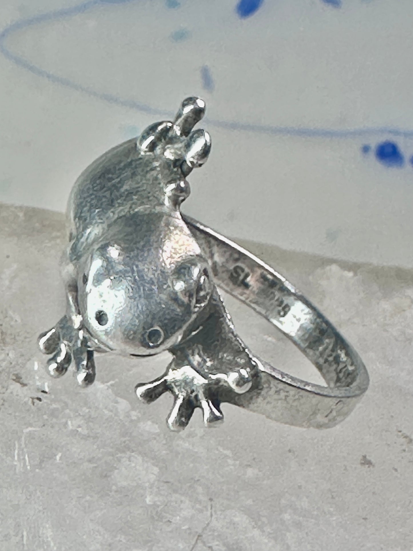 Vintage Frog ring reptile lizard band size 8.25 sterling silver women