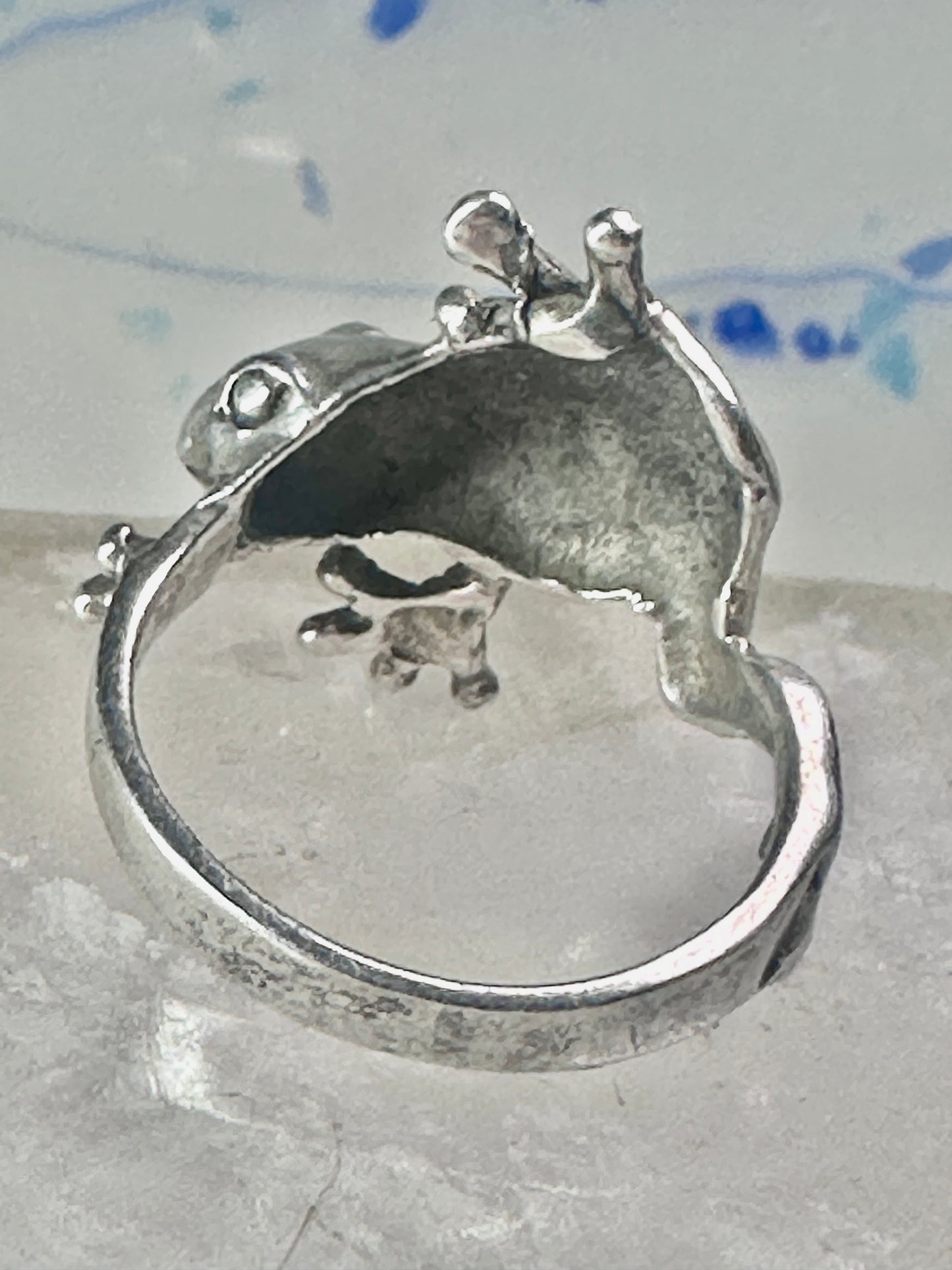 Vintage Frog ring reptile lizard band size 8.25 sterling silver women