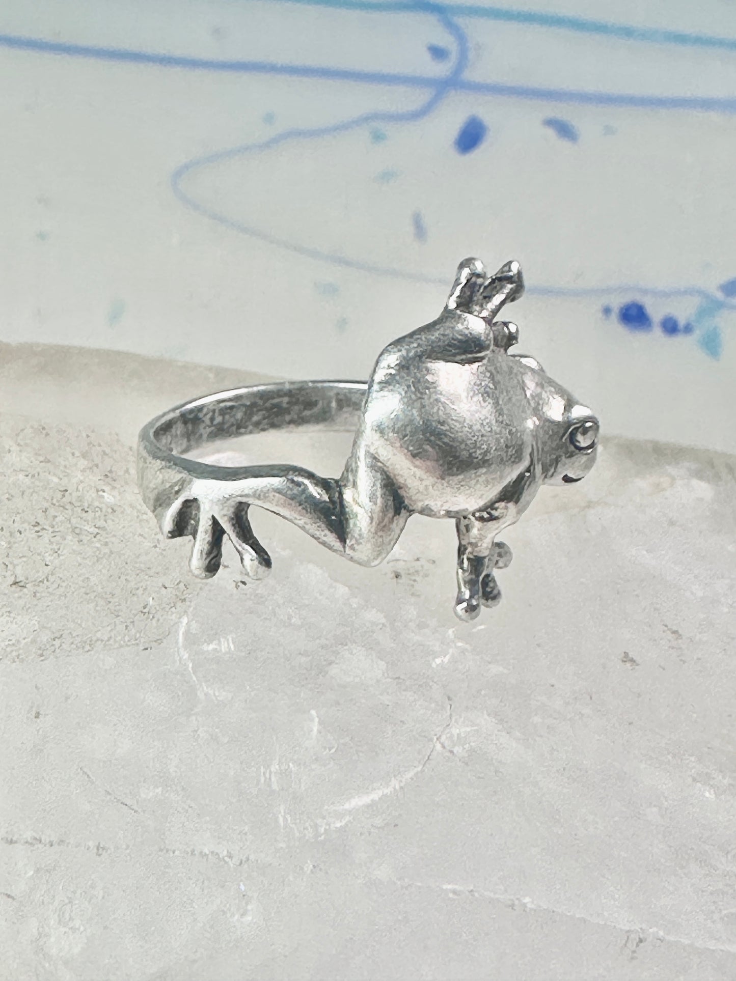 Vintage Frog ring reptile lizard band size 8.25 sterling silver women
