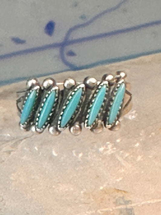 Zuni Turquoise ring petit point needlepoint size 5.25 band sterling silver women girls