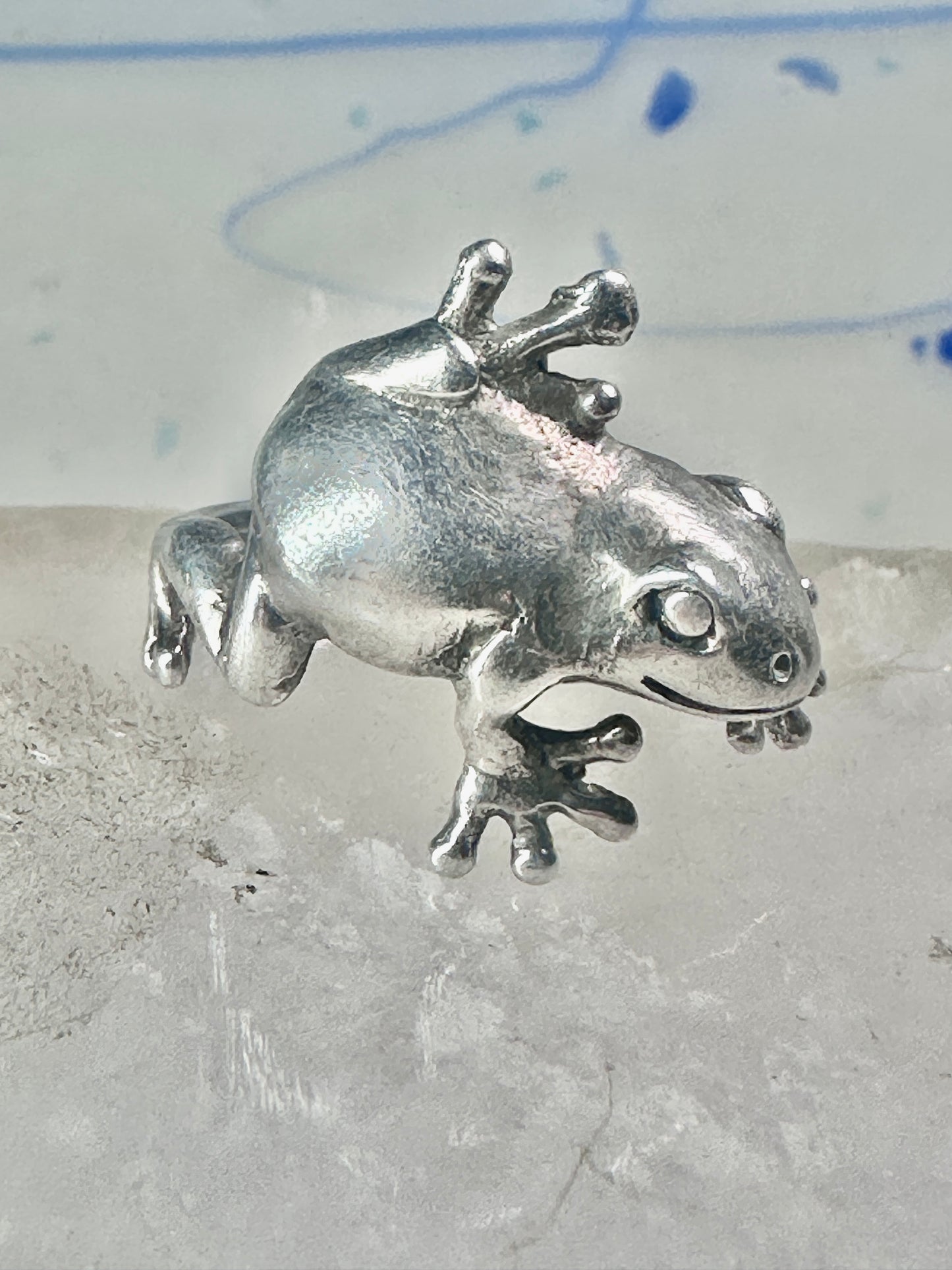 Vintage Frog ring reptile lizard band size 8.25 sterling silver women