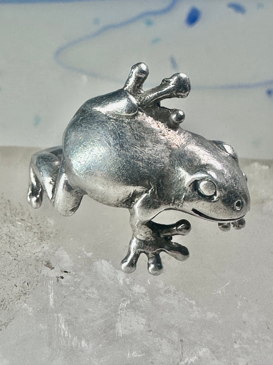 Vintage Frog ring reptile lizard band size 8.25 sterling silver women