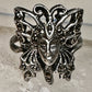 Butterfly ring Lady Face Art Deco size 6 marcasites  sterling silver band women girls