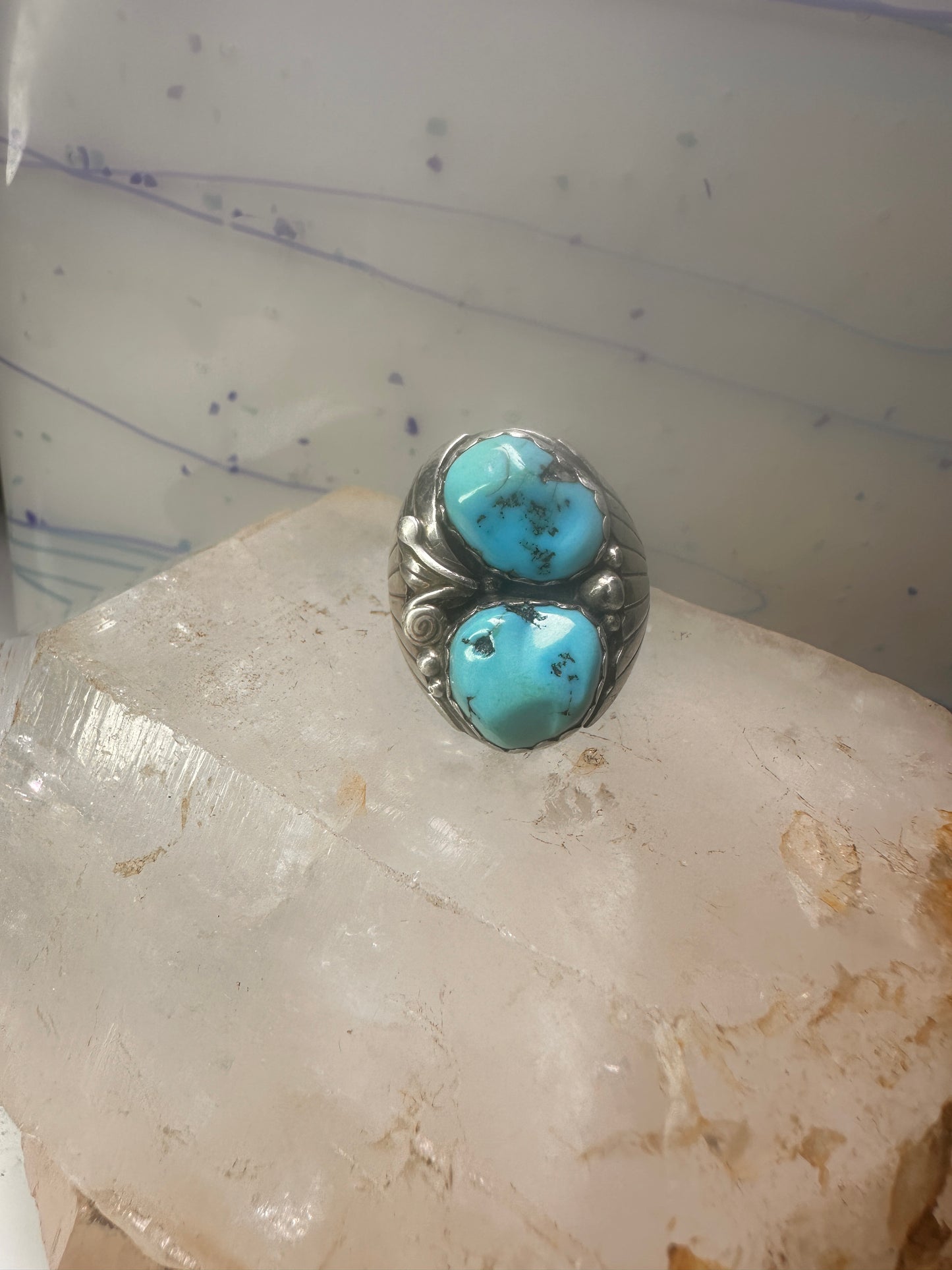 Navajo Ring Turquoise size 11  Heavy sterling silver women men