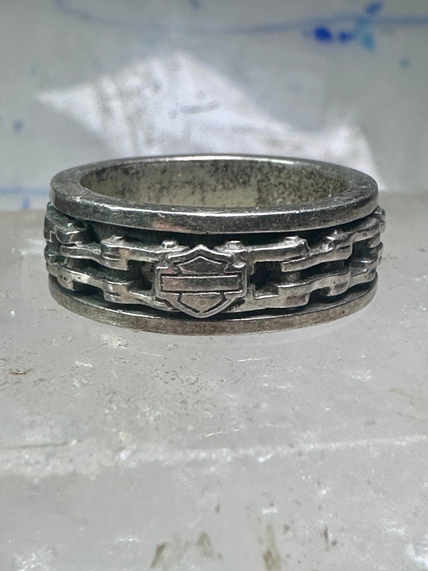 Harley Davidson ring Biker chain&nbsp; band size 7.75 sterling silver men women