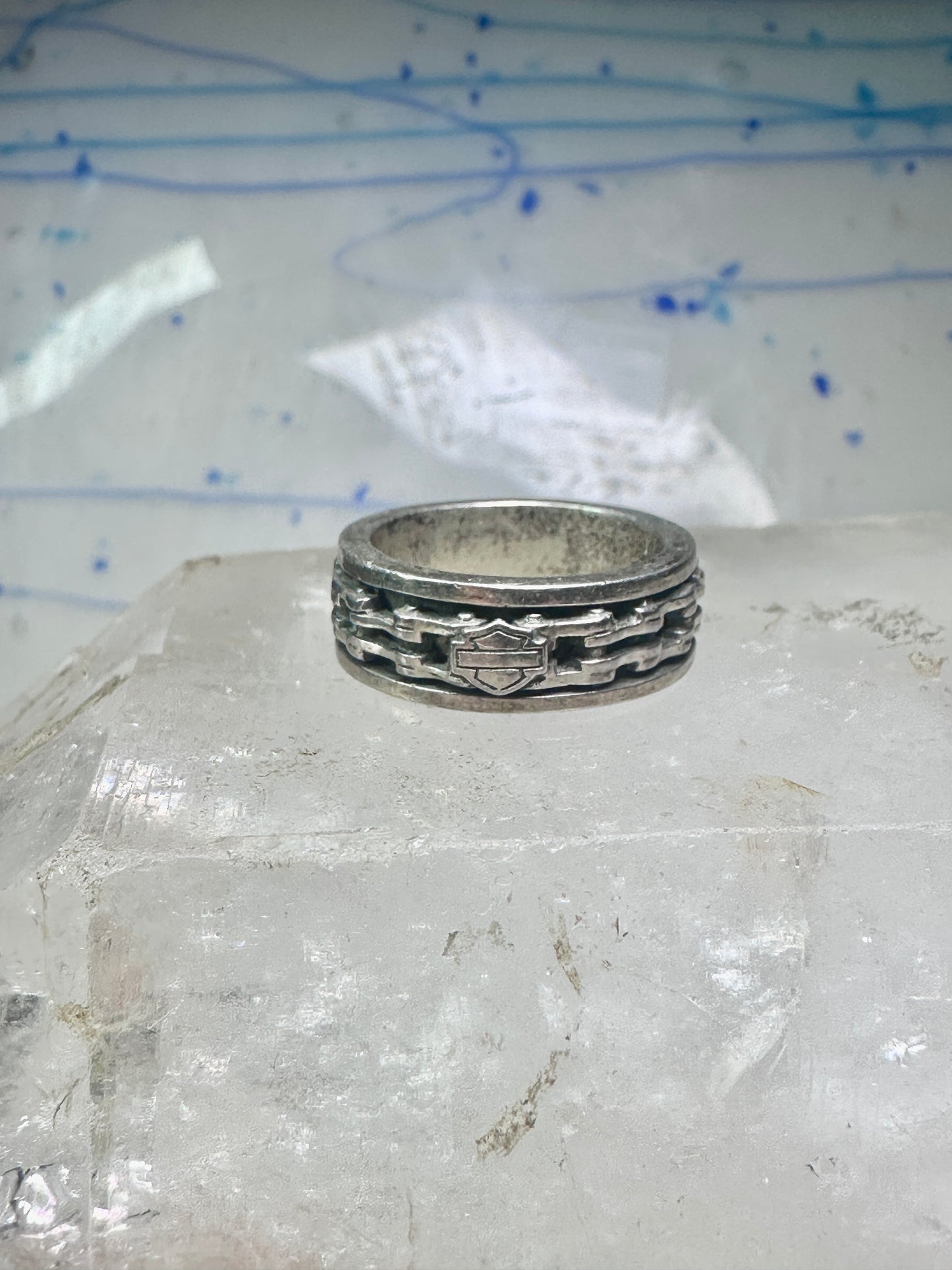 Harley Davidson ring Biker chain&nbsp; band size 7.75 sterling silver men women