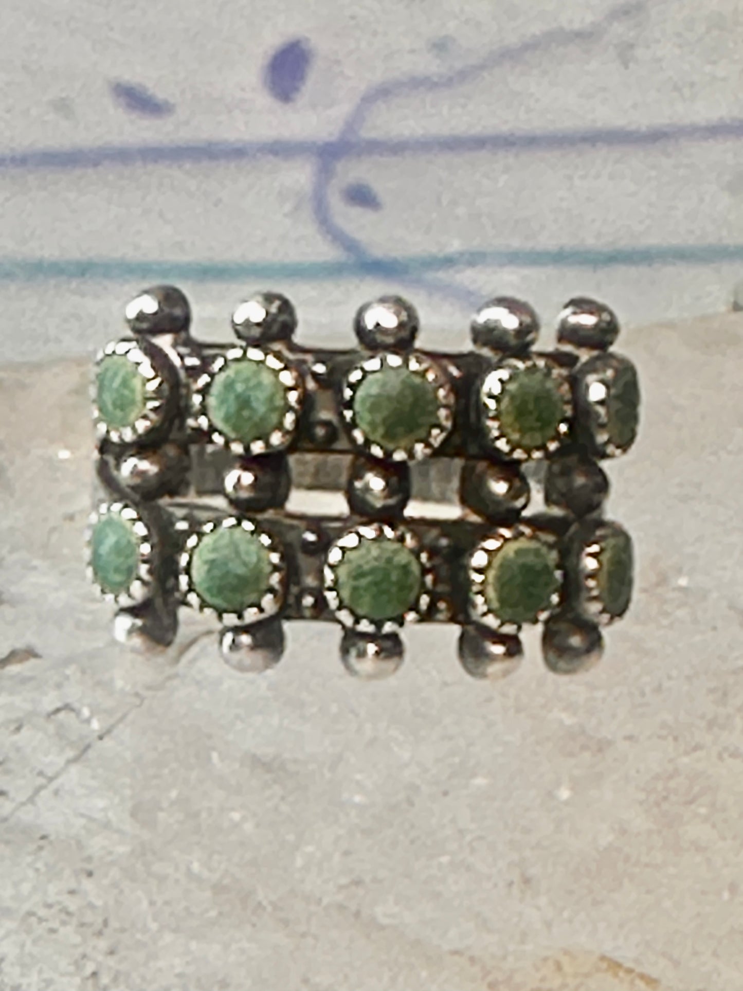 Zuni Turquoise ring petite point needlepoint size 5.5 band sterling silver women girls