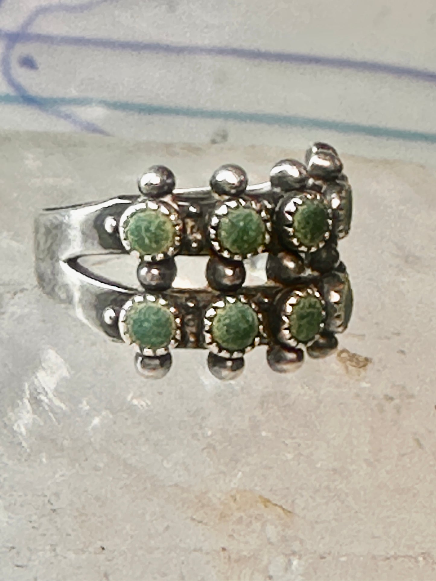 Zuni Turquoise ring petite point needlepoint size 5.5 band sterling silver women girls