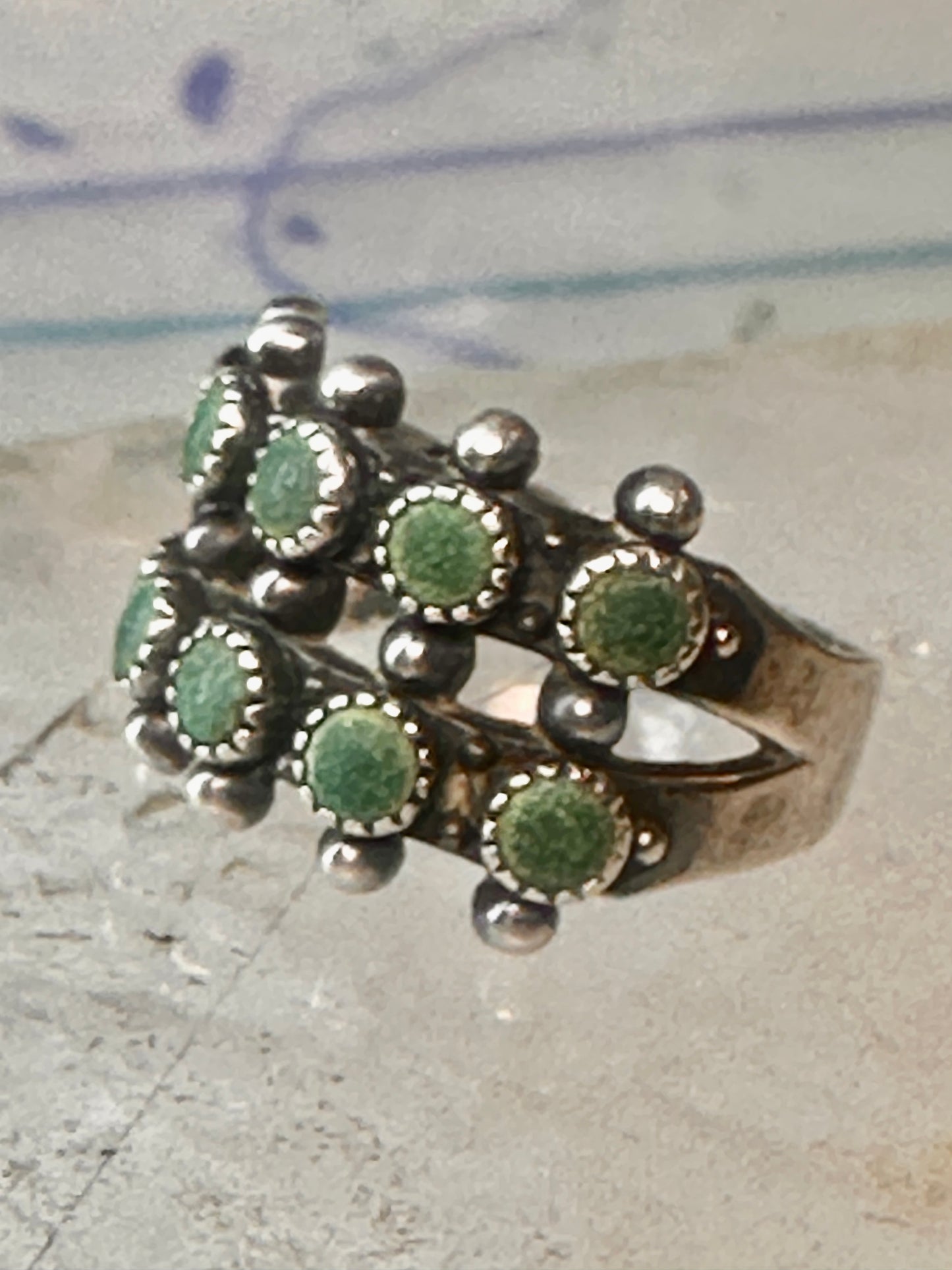 Zuni Turquoise ring petite point needlepoint size 5.5 band sterling silver women girls