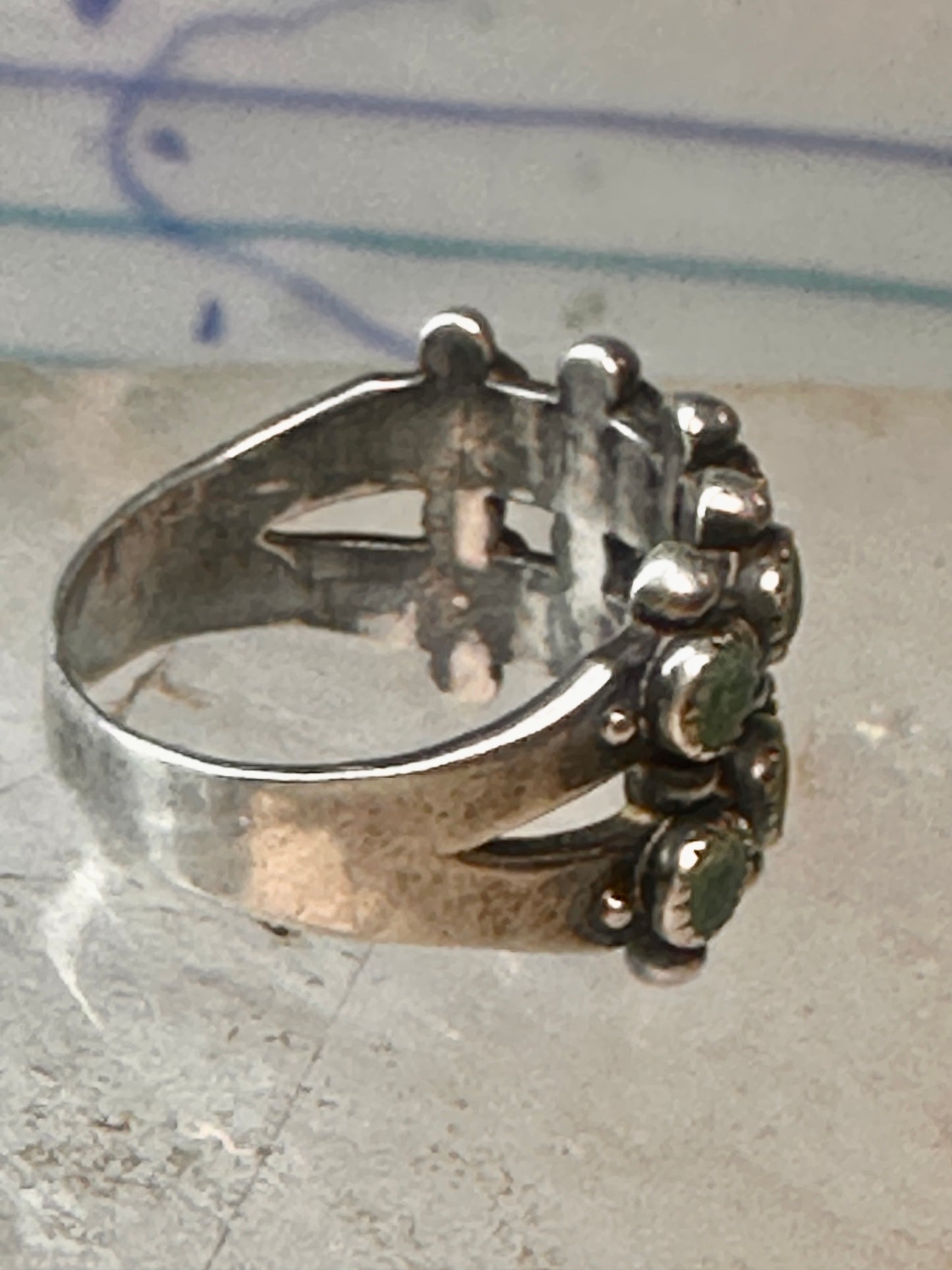 Zuni Turquoise ring petite point needlepoint size 5.5 band sterling silver women girls