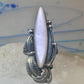 Navajo ring long mother of pearl feathers leaves size 6 sterling silver women