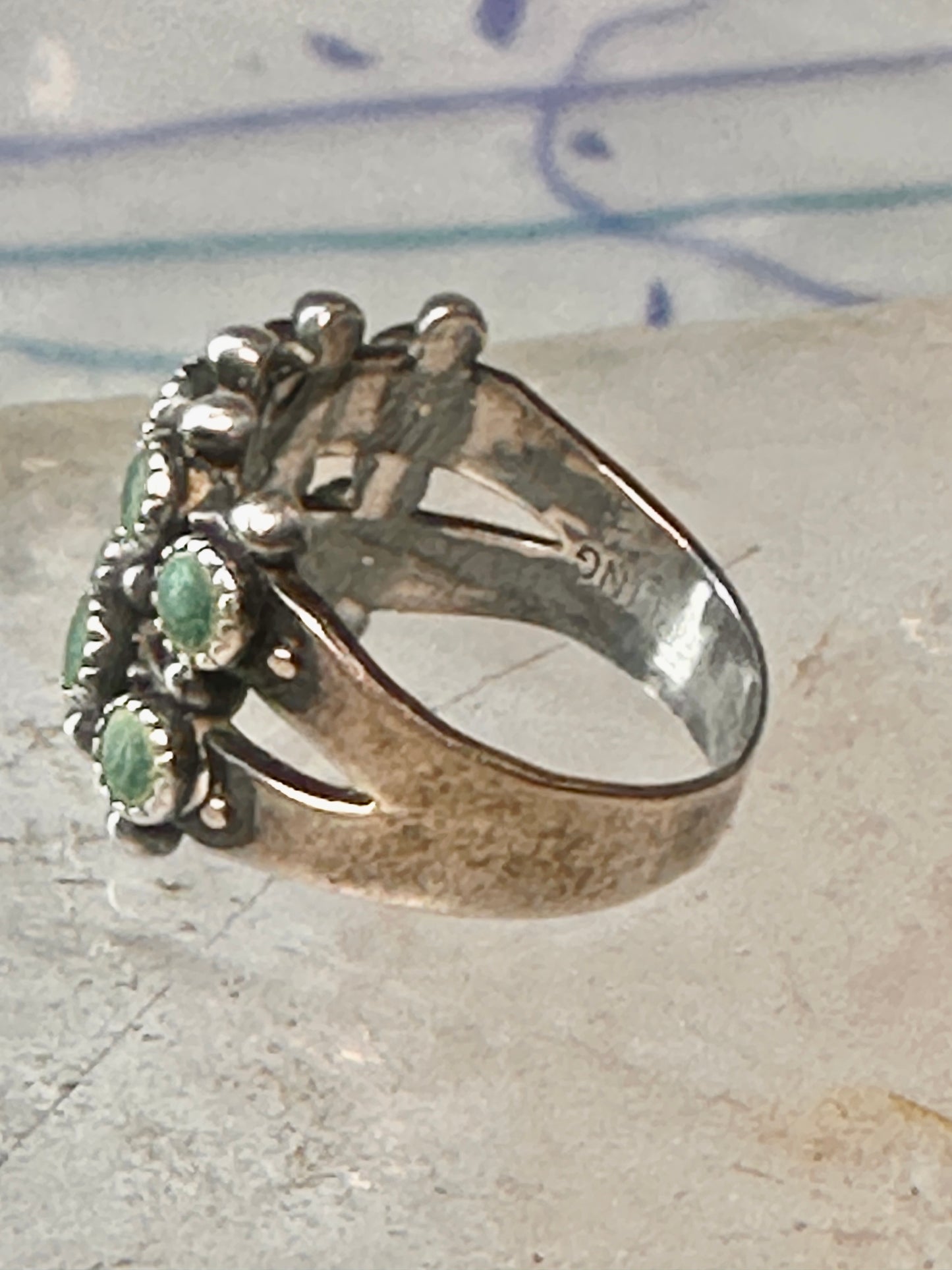 Zuni Turquoise ring petite point needlepoint size 5.5 band sterling silver women girls