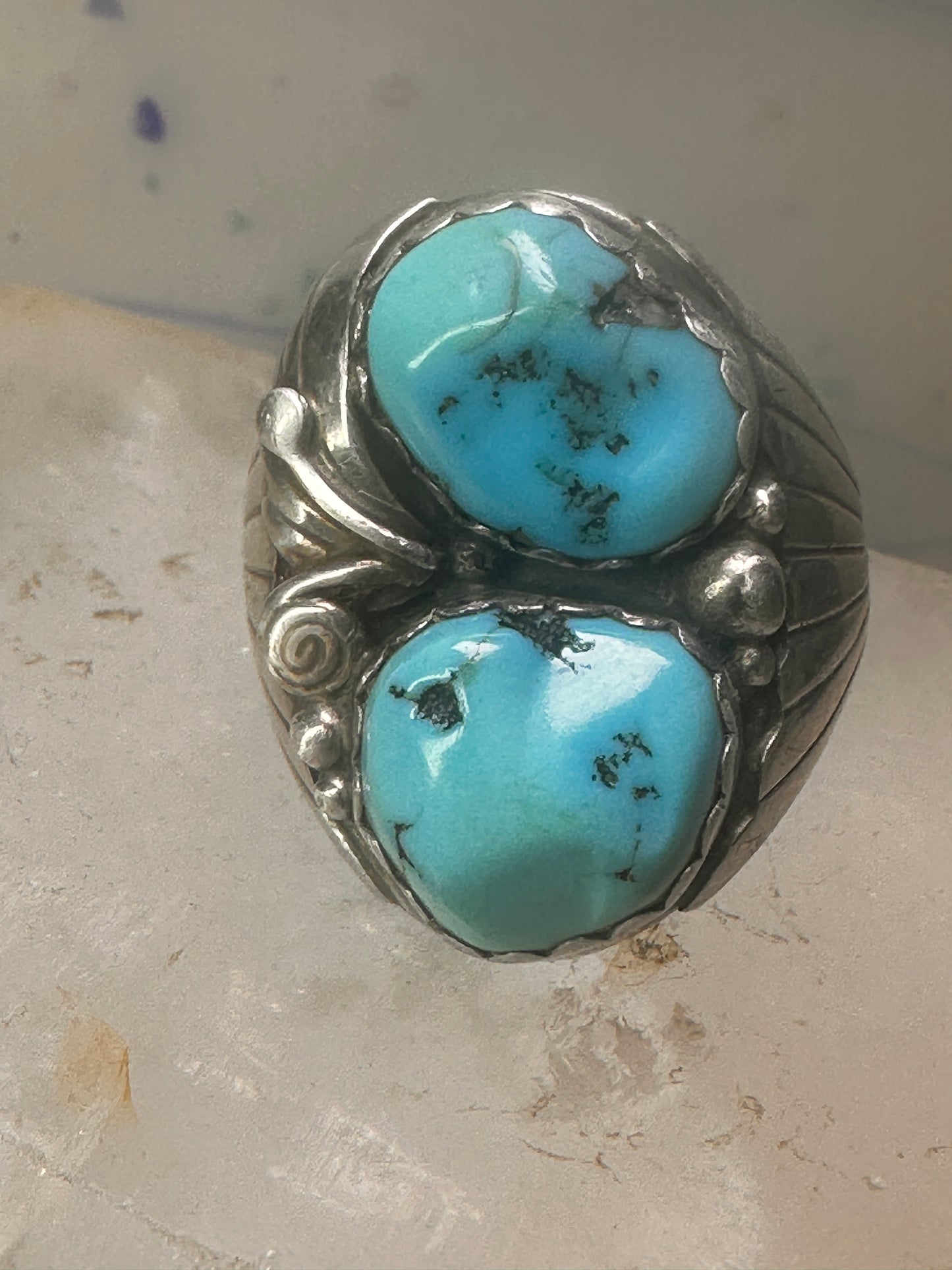 Navajo Ring Turquoise size 11  Heavy sterling silver women men