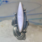 Navajo ring long mother of pearl feathers leaves size 6 sterling silver women