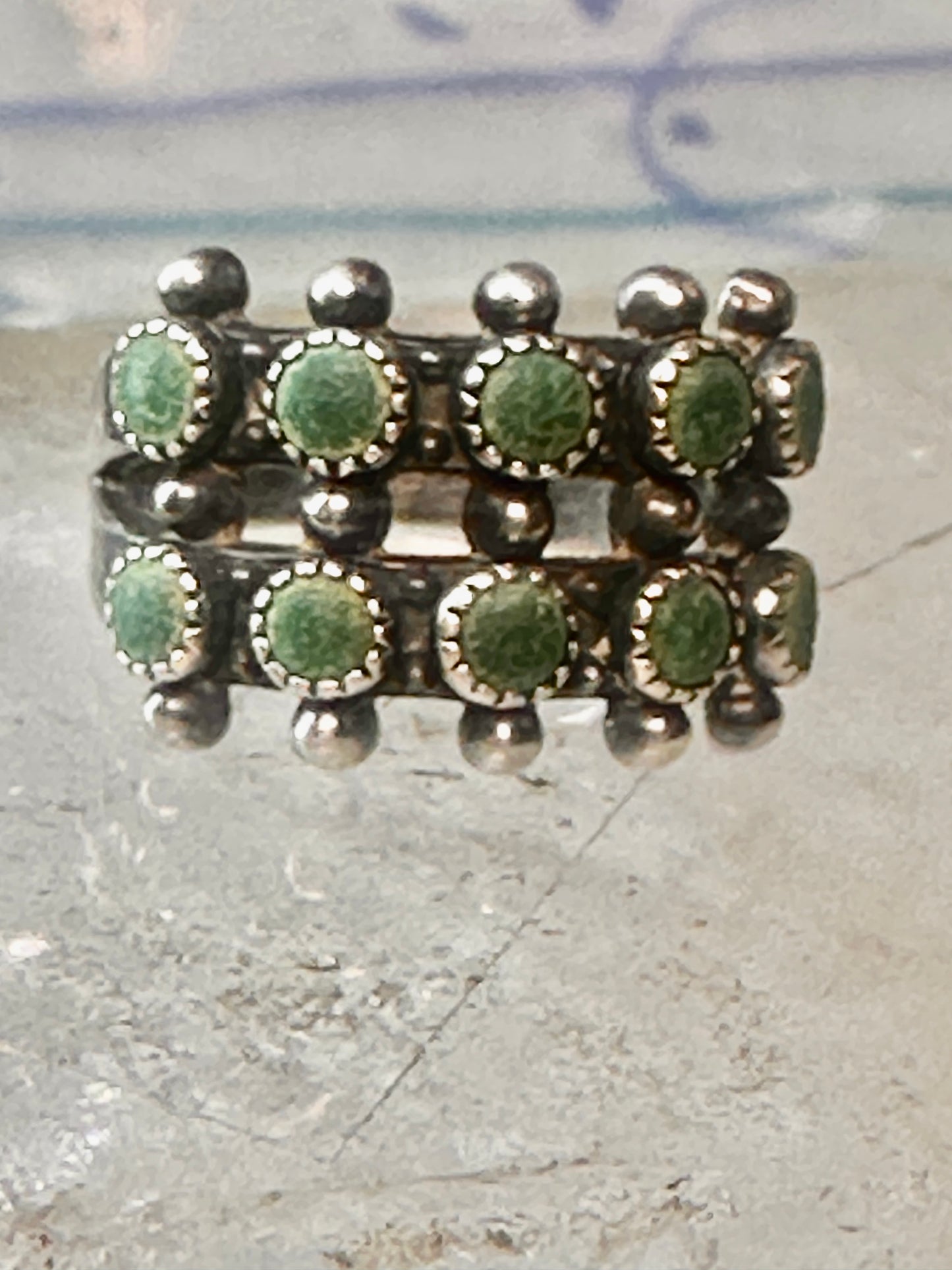 Zuni Turquoise ring petite point needlepoint size 5.5 band sterling silver women girls