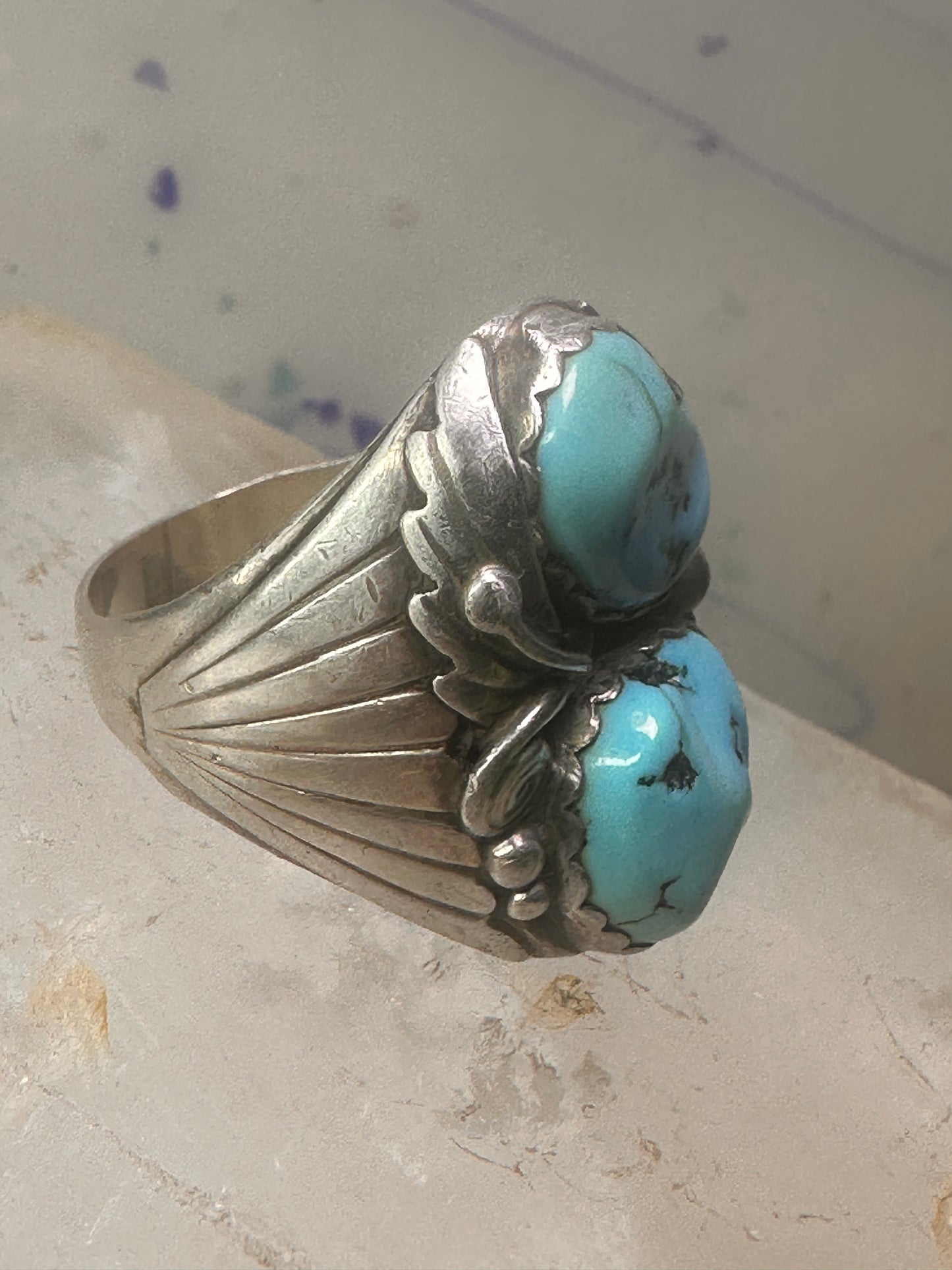 Navajo Ring Turquoise size 11  Heavy sterling silver women men