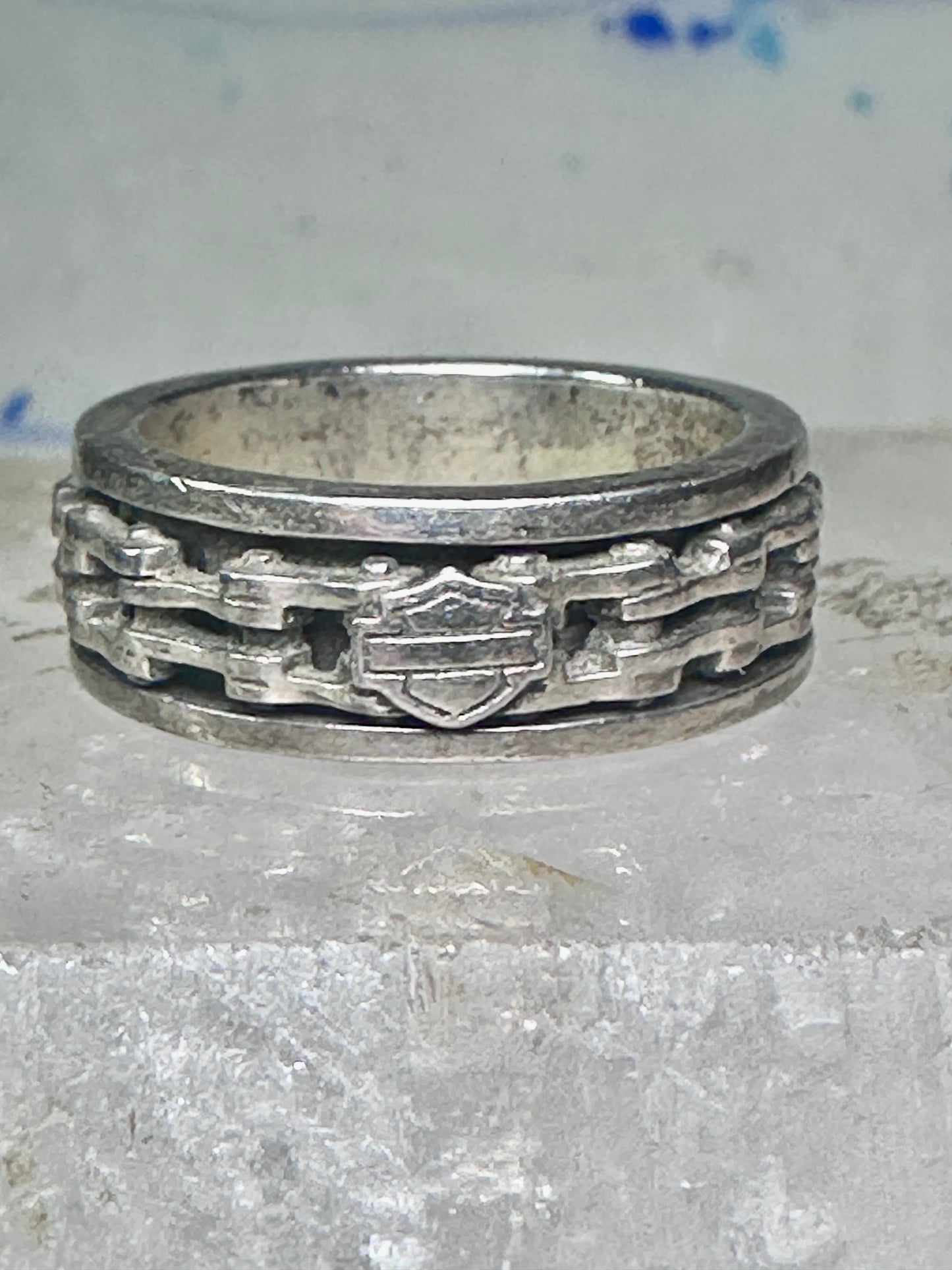 Harley Davidson ring Biker chain&nbsp; band size 7.75 sterling silver men women