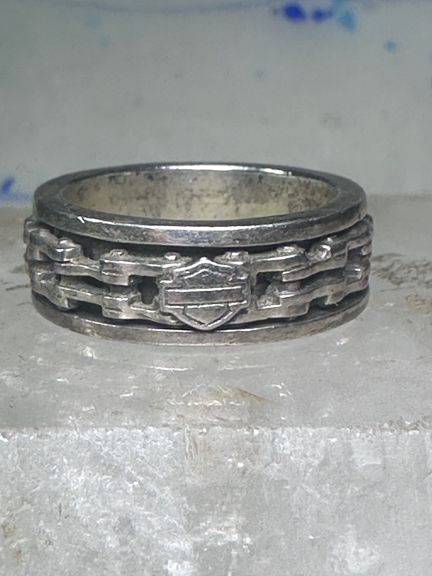 Harley Davidson ring Biker chain&nbsp; band size 7.75 sterling silver men women