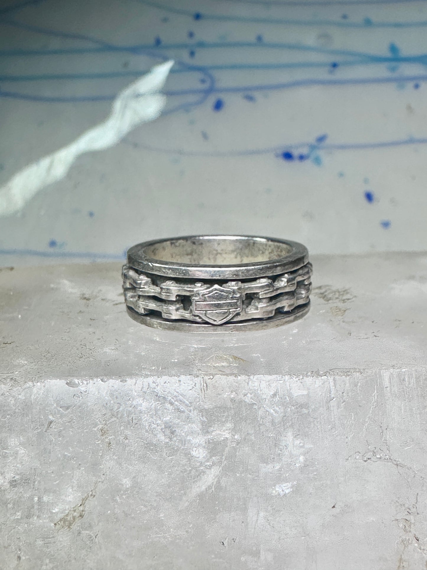 Harley Davidson ring Biker chain&nbsp; band size 7.75 sterling silver men women