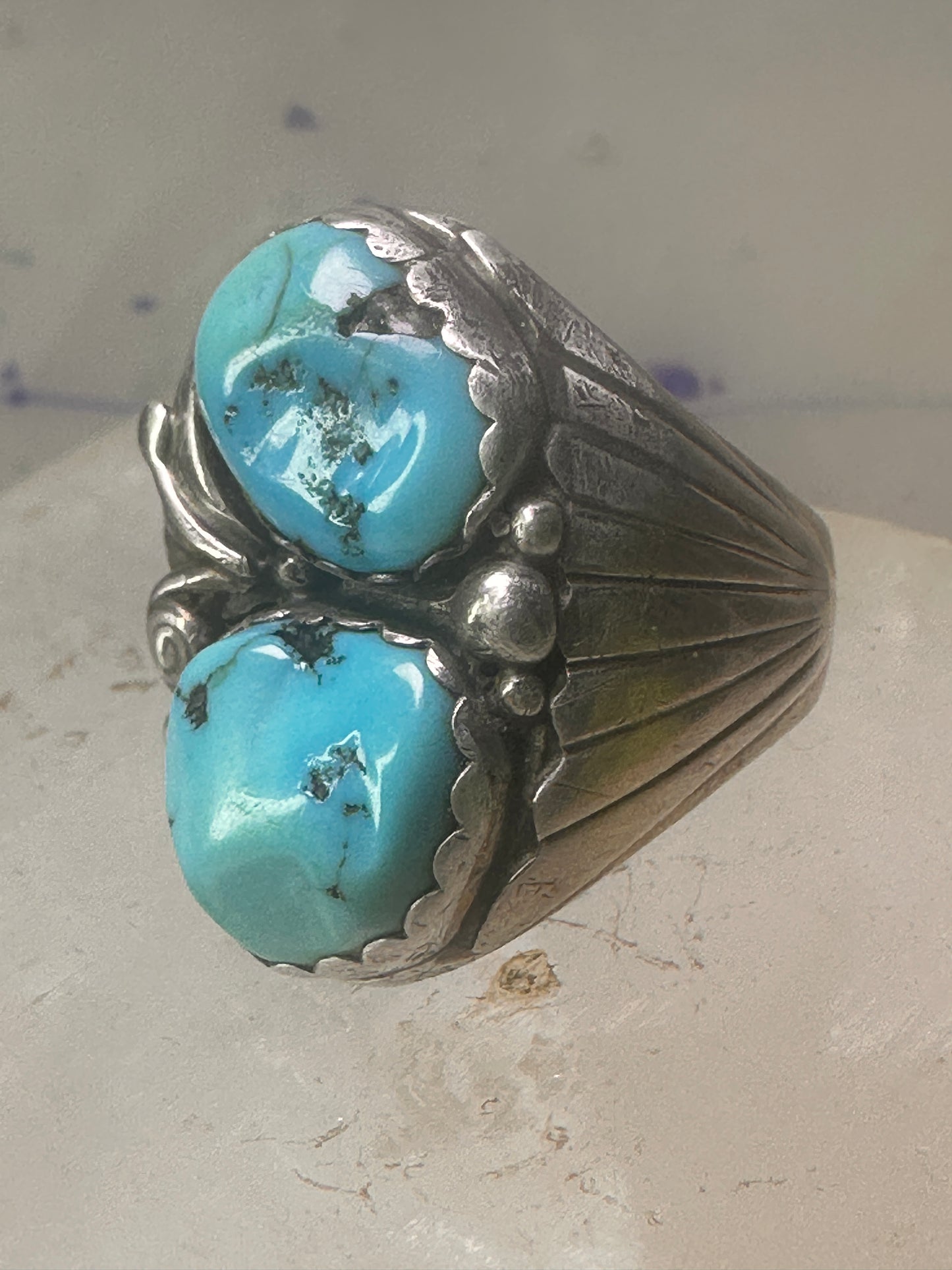 Navajo Ring Turquoise size 11  Heavy sterling silver women men