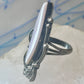 Navajo ring long mother of pearl feathers leaves size 6 sterling silver women