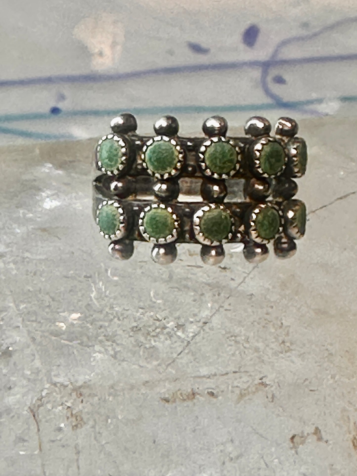 Zuni Turquoise ring petite point needlepoint size 5.5 band sterling silver women girls