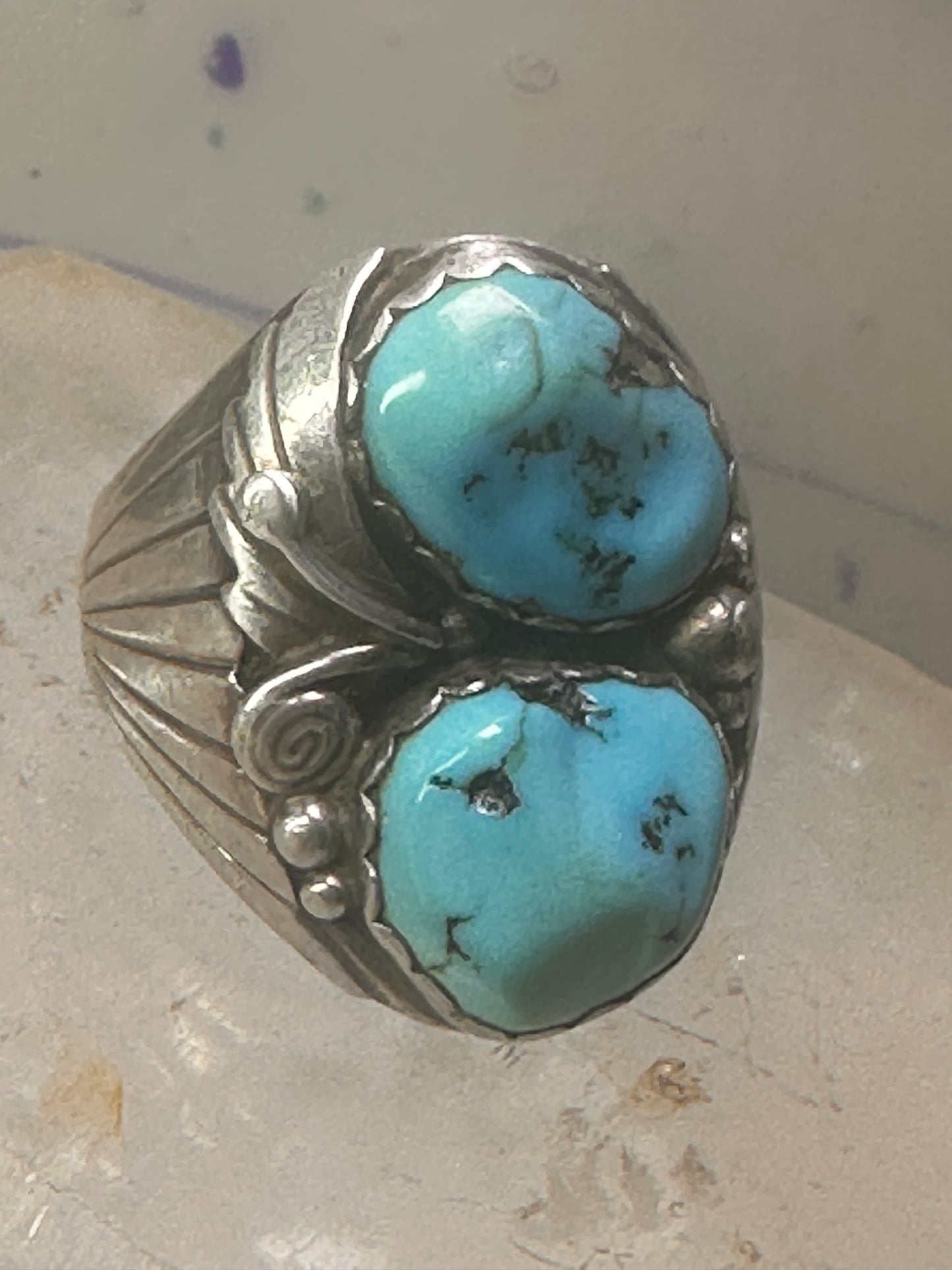 Navajo Ring Turquoise size 11  Heavy sterling silver women men