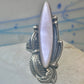 Navajo ring long mother of pearl feathers leaves size 6 sterling silver women