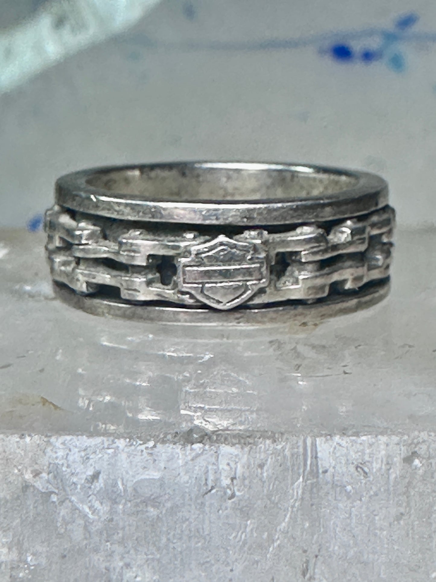 Harley Davidson ring Biker chain&nbsp; band size 7.75 sterling silver men women