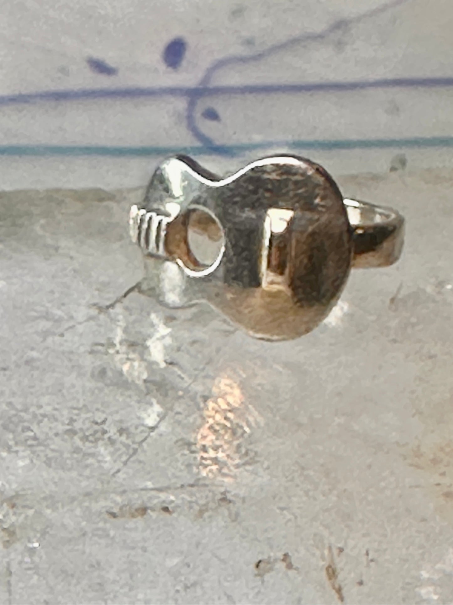 Guitar ring music musician band size 6 band sterling silver women girls