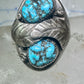 Navajo ring leaves turquoise band size 10.75 sterling silver men women AS IS