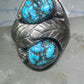 Navajo ring leaves turquoise band size 10.75 sterling silver men women AS IS