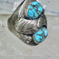Navajo ring leaves turquoise band size 10.75 sterling silver men women AS IS
