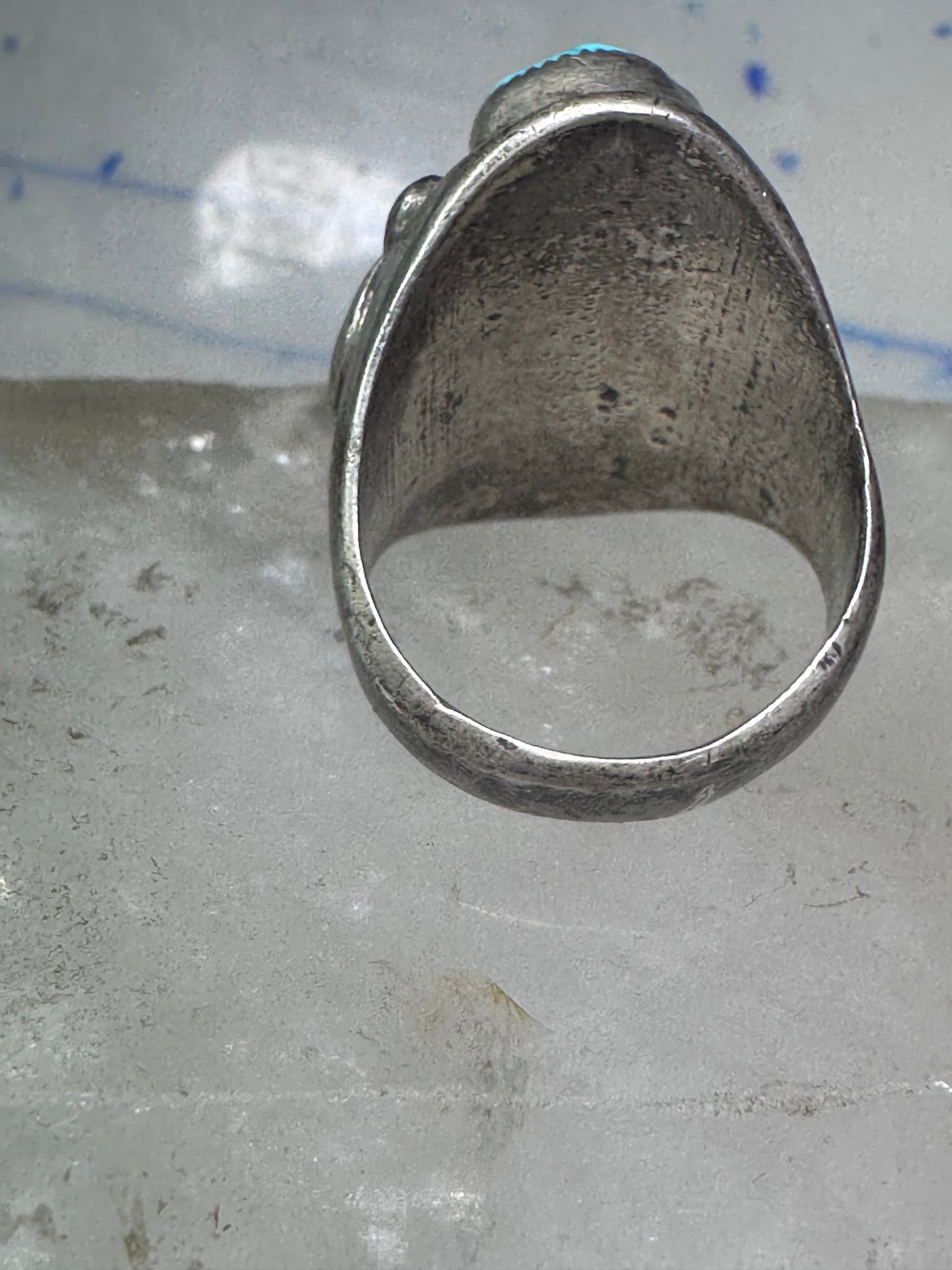 Navajo ring leaves turquoise band size 10.75 sterling silver men women AS IS