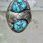 Navajo ring leaves turquoise band size 10.75 sterling silver men women AS IS