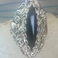 Black Hills Gold Long onyx ring leaves size 8.25 sterling silver women