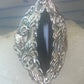 Black Hills Gold Long onyx ring leaves size 8.25 sterling silver women