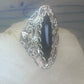 Black Hills Gold Long onyx ring leaves size 8.25 sterling silver women