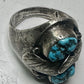 Navajo ring leaves turquoise band size 10.75 sterling silver men women AS IS