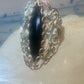 Black Hills Gold Long onyx ring leaves size 8.25 sterling silver women