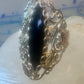 Black Hills Gold Long onyx ring leaves size 8.25 sterling silver women
