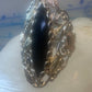Black Hills Gold Long onyx ring leaves size 8.25 sterling silver women
