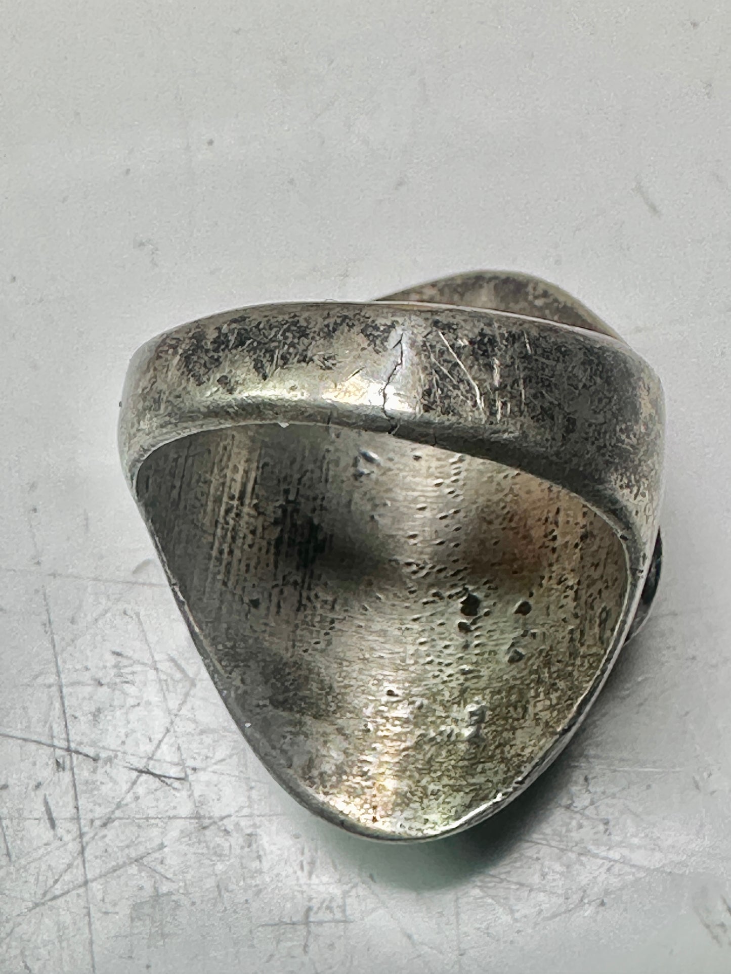 Navajo ring leaves turquoise band size 10.75 sterling silver men women AS IS