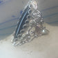 Black Hills Gold Long onyx ring leaves size 8.25 sterling silver women