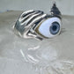 Hands holding an Eye ring pinky band size 5.50 sterling silver women