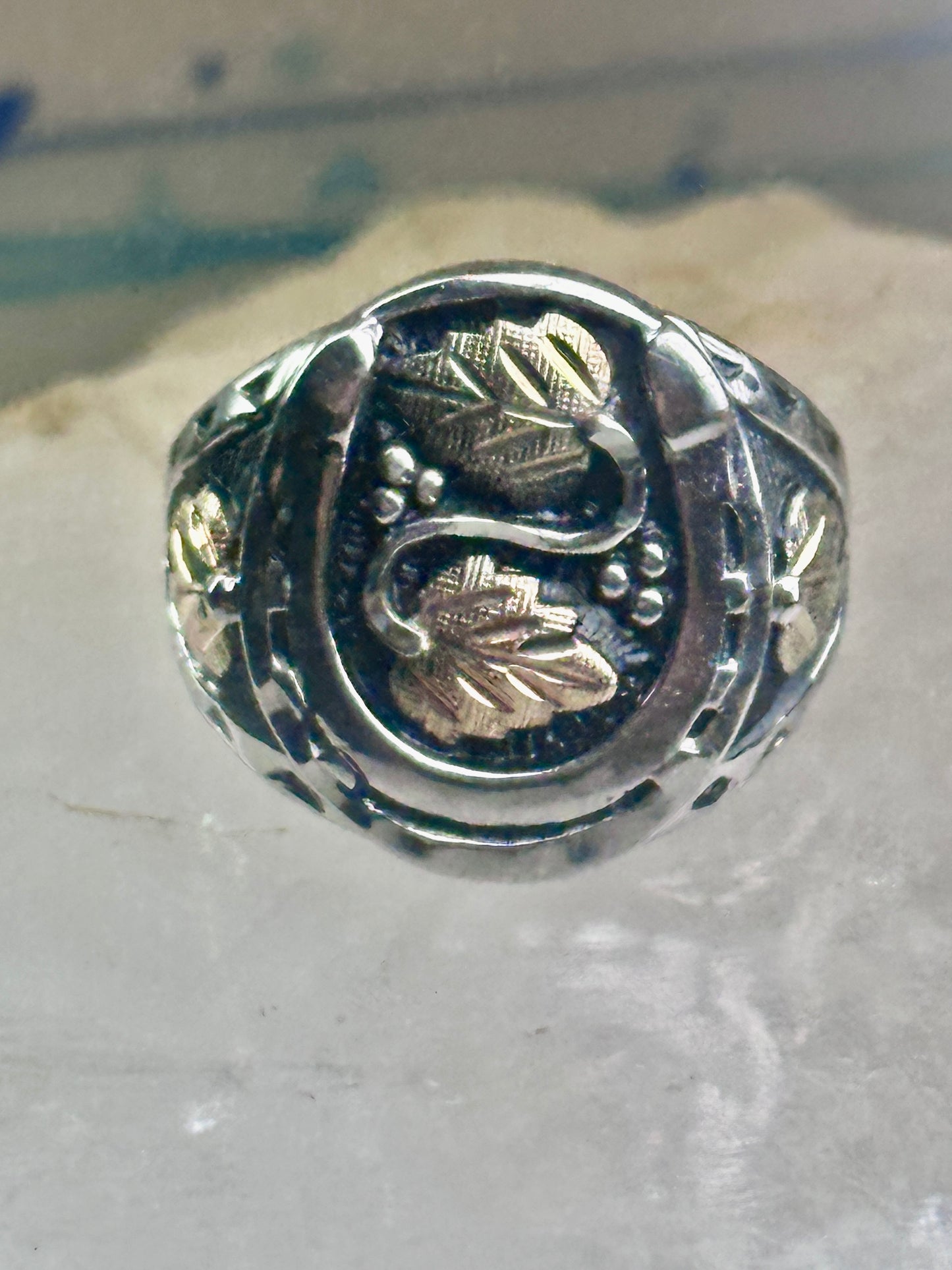 Black Hills Gold ring Horseshoe Good Luck size 10 sterling silver women men