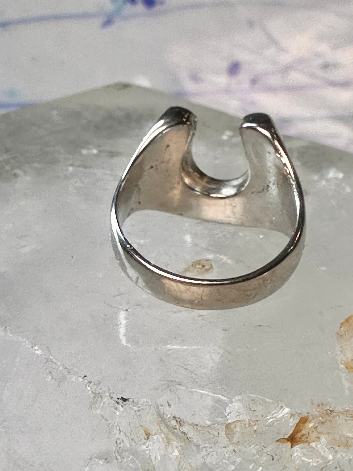 Horseshoe ring size 6 southwest good luck coral turquoise chips sterling silver women