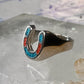 Horseshoe ring size 6 southwest good luck coral turquoise chips sterling silver women