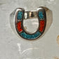 Horseshoe ring size 6 southwest good luck coral turquoise chips sterling silver women