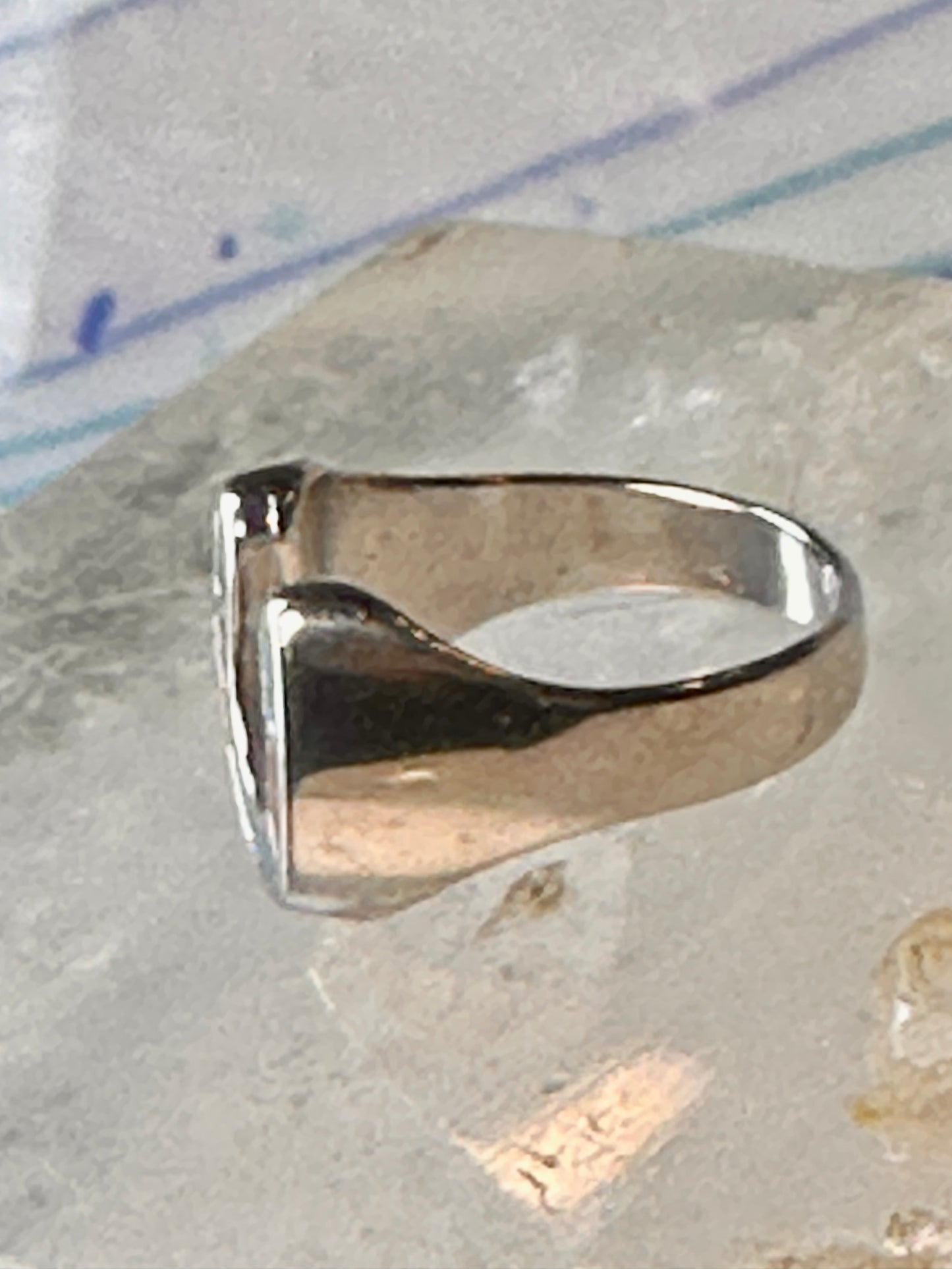 Horseshoe ring size 6 southwest good luck coral turquoise chips sterling silver women